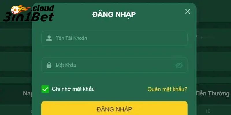 Đăng Nhập 3IN1BET - Hướng Dẫn Thao Tác Và Những Lưu Ý 2 Đăng nhập 3IN1BET trên website